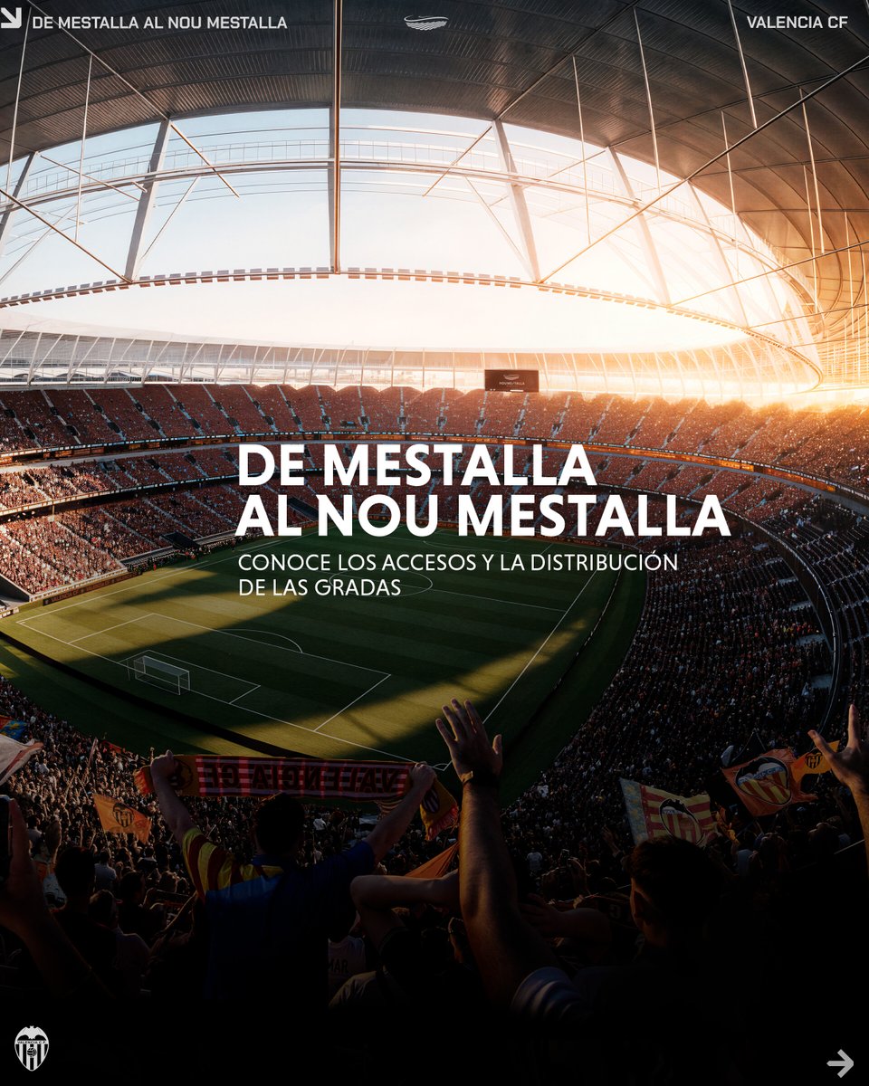 valenciacf's tweet photo. Valencianista, conoce cómo quedará la distribución de las gradas y los accesos al Nou Mestalla 🏟️
🦇 Familiarízate con tu nueva casa antes de que llegue el momento de elegir tu asiento.
Toda la información AQUÍ: https://t.co/3UcQDvfww1 https://t.co/CNqNHAdIMi