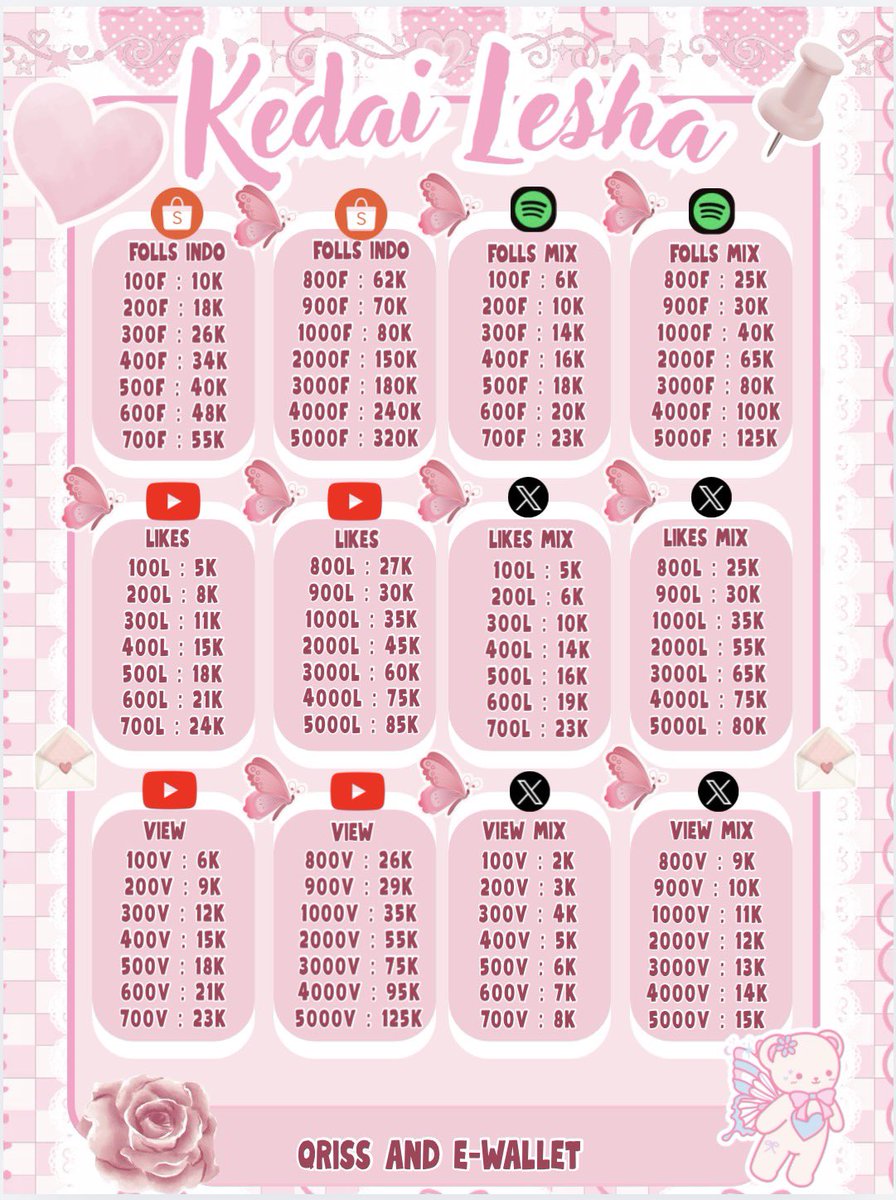 terikga's tweet photo. ready jual followers likes views íg tíktǒk shopéé ínstagràm yóútubé x twitter indonesia indo like views folls foll follower jasa followers https://t.co/dTbelEB3rG