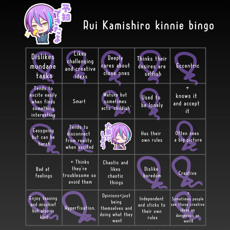 allsavechal's tweet photo. WXS KINNIE BINGO... can't say i wasn't expecting what happened to tsukasa's one https://t.co/VLDdApDINE
