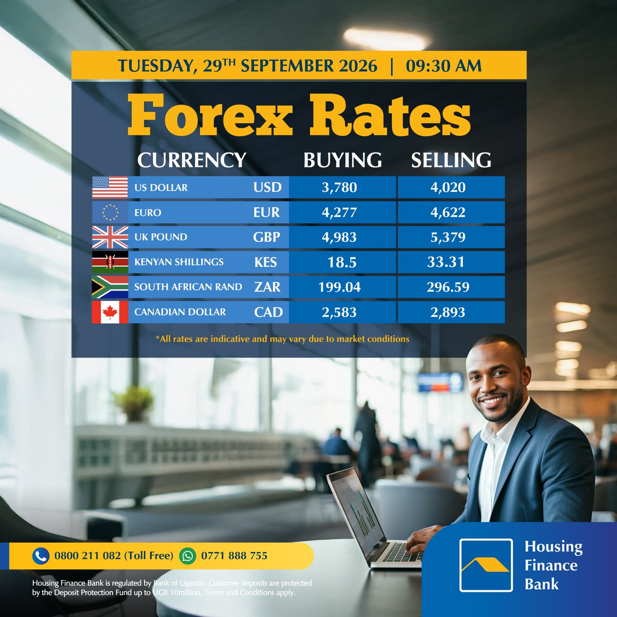 housingfinanceU's tweet photo. Make informed business decisions with HFB Forex Exchange Rates. 

Visit any of our branches today. https://t.co/m37JS4iNIN