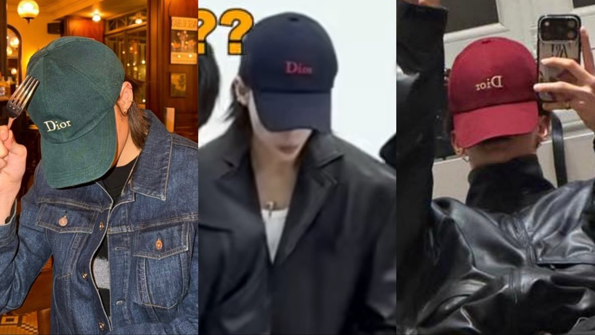 evgmonn's tweet photo. hyunjin dior cap collection 
💚💙❤️

#HYUNJIN_PFW26 https://t.co/OeyfXvy3hg
