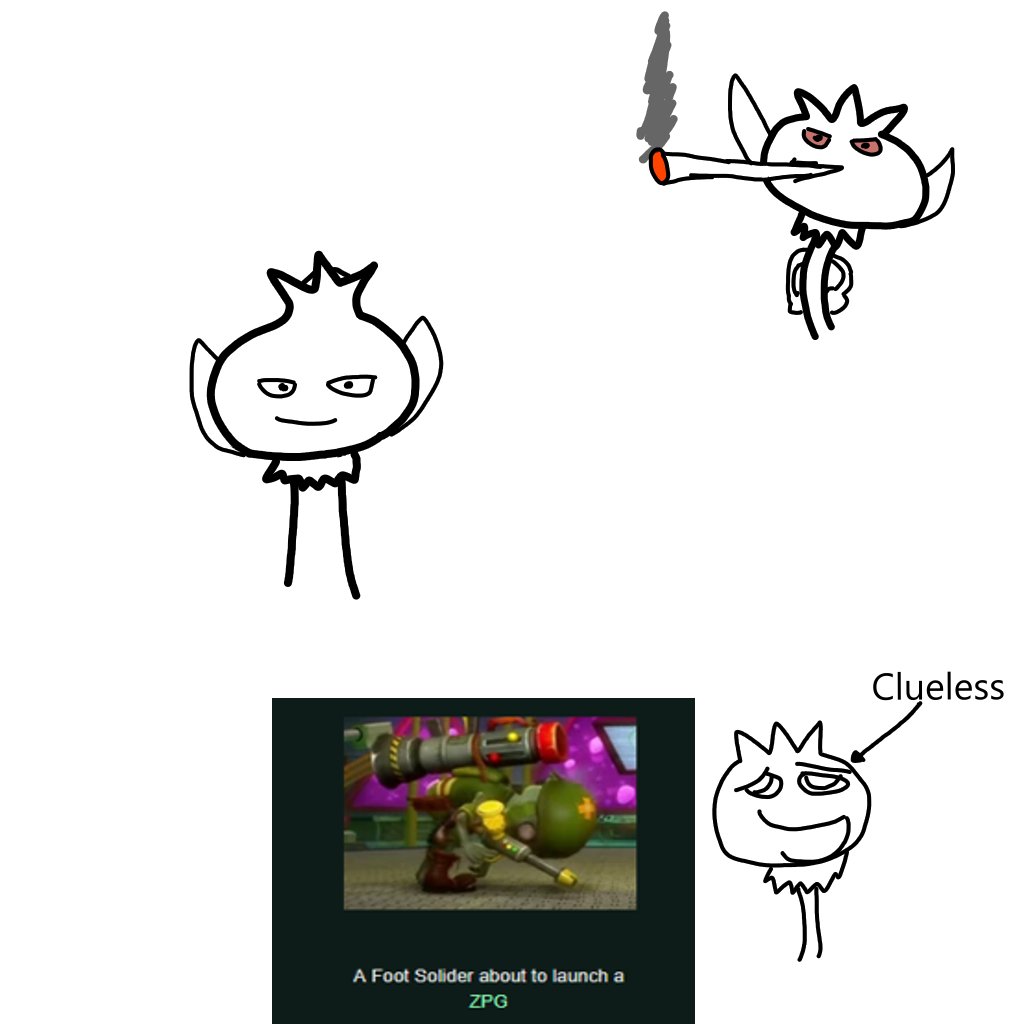 SomeJust16339's tweet photo. was gonna do like a daily doodle challenge starting today but i really wasnt feeling the motivation so have some BS i made in like 30 minutes featuring weed pvz gw2 https://t.co/znJeVqZ0KW