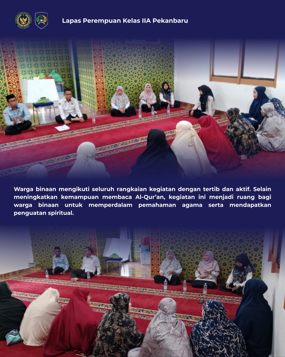 LppPku's tweet photo. Lapas Perempuan Pekanbaru Laksanakan TPA Islam dan Penyuluhan Agama Islam bagi Warga Binaan https://t.co/VXTur1dMU9