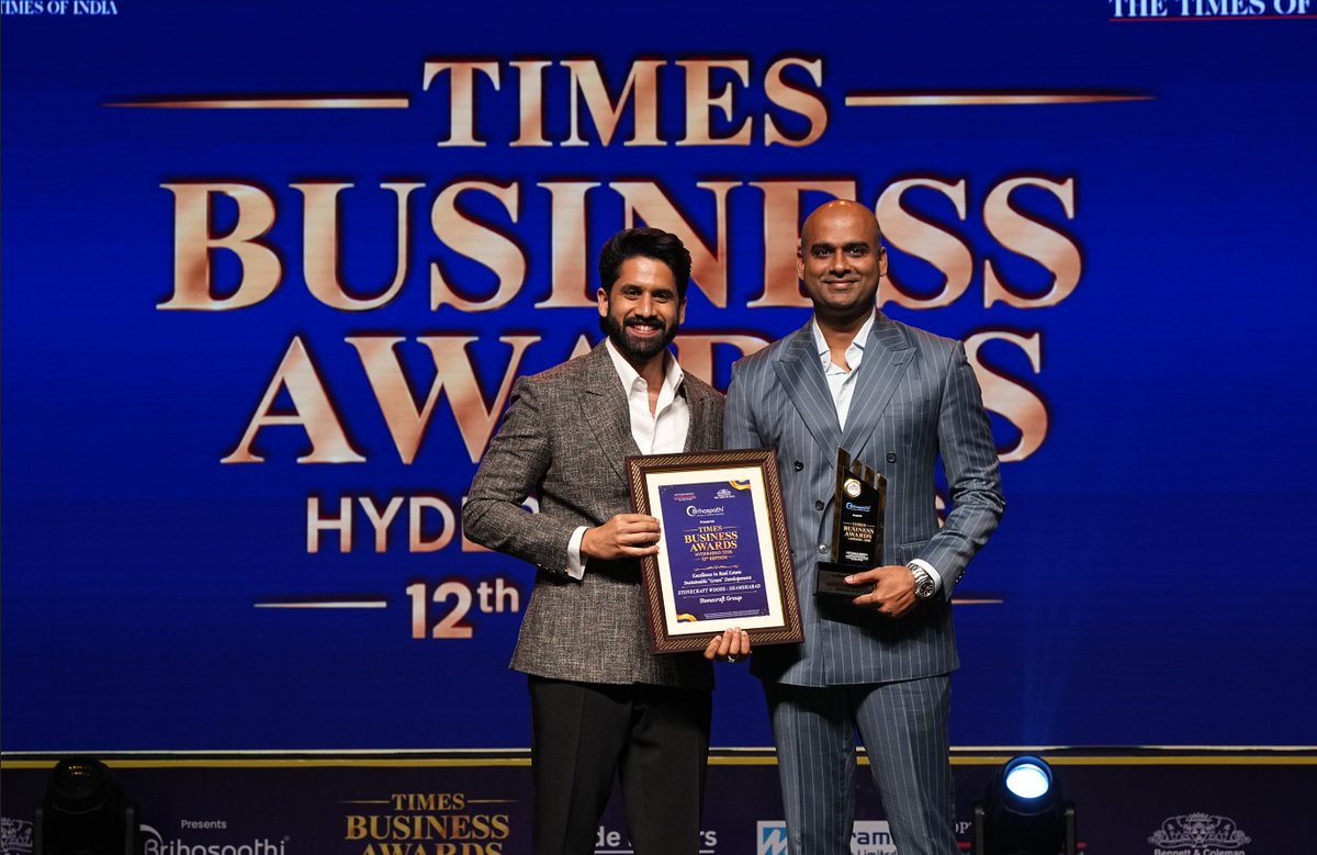 stonecraftgroup's tweet photo. We are incredibly proud to share that our MD and Founder, @chilukurikirthi  has been honoured at the Times of India Business Awards!

This recognition is a profound milestone for all of us at Stonecraft Group. 

It validates our core mission: to impart the impalpable joy of "nature first living". 

Under Mr Kirthi Chilukuri's leadership, our multi-faceted team has continuously pushed the boundaries of real estate to develop eco-conscious residential projects that prioritize both people and the planet.

"When we design with nature in mind, we don't just build homes - we build vibrant communities."

Thank you to the Times of India for the recognition, and a massive thank you to our partners, clients, and every team member who helps turn our dreams into reality.

@timesofindia @Times_Of_India_ @bennettcoleman @Brihaspathitec @optimalmedia

Here’s to building greener, healthier spaces!

What does eco-conscious living mean to you?

Let us know in the comments below!

#TimesBusinessAwards #TimesOfIndia #EcoConsciousLiving #SustainableRealEstate #StonecraftGroup