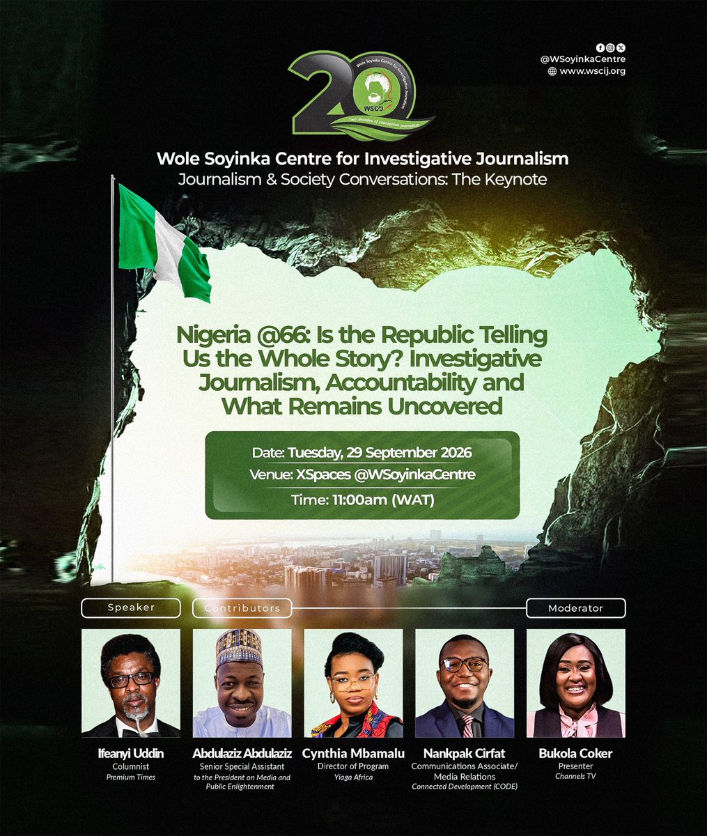 IamNankpak's tweet photo. As Nigeria approaches 66, whose stories remain untold, and what questions still demand answers?

Today, I’ll join the @WSoyinkaCentre for a conversation, building on the ground work we do at @Connected_dev.

#SpeakLife #NigeriaAt66 https://t.co/qipyPoTWKa