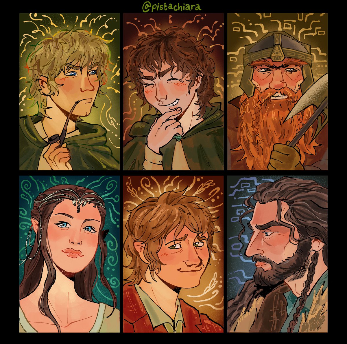 pistachiara's tweet photo. #lotr final six done! Merry, Pippin, Gimli, Arwen and of course Bilbo and Thorin!! https://t.co/9PnqyyHQrC