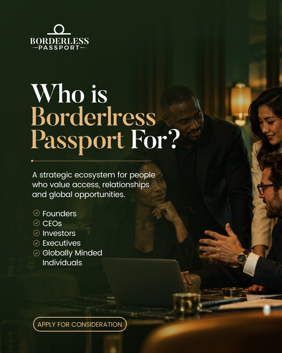 BorderlessIQ's tweet photo. If Youβre Building Beyond Borders, This Could Be For You.
Apply For Consideration.
#BorderlessPassport #GlobalOpportunities #GlobalNetwork #GlobalConnections #Founders #CEOs #Investors #Executives #BusinessLeaders #Entrepreneurs #GlobalMinded #Networking #BusinessNetworking https://t.co/zFxELwibvw