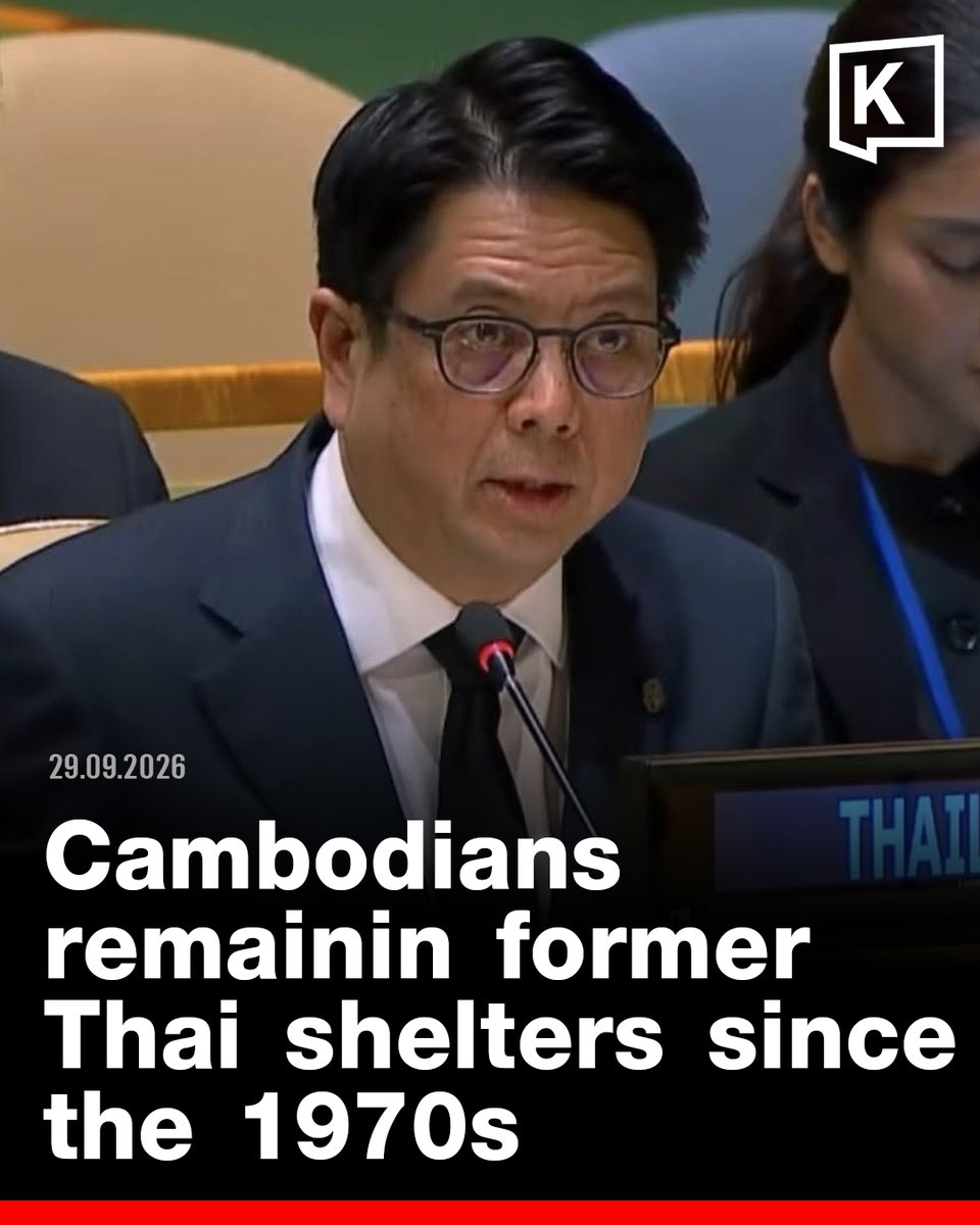 KhaosodEnglish's tweet photo. Cambodians remain in former Thai shelters since the 1970s

Thailand told the UN that Cambodians currently living in areas originally opened as temporary shelters in the 1970s have failed to return home, and described their continued presence as an encroachment on Thai territory.

Ambassador Cherdchai Chaivaivid made the statement on 28 September during the 81st UN General Assembly General Debate, as Thailand exercised its Right of Reply.