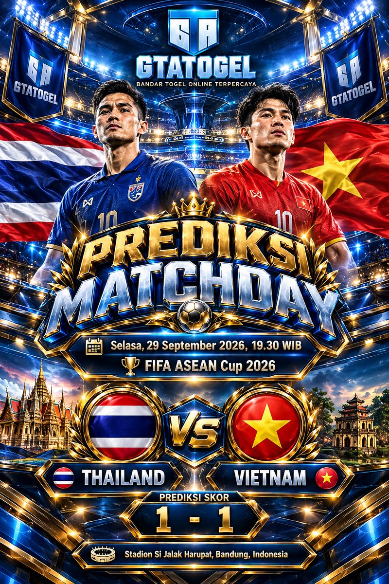 x75ghhpops's tweet photo. 🔥 SERU ABIS! Prediksi Skor Akhir Thailand vs Vietnam di Stadion Si Jalak Harupat! ⚽️🇹🇭🇻🇳

Siapakah yang akan menang? Gajah Perang atau Golden Star Warriors?

#GTATOGEL #ASEANCup2026 #PrediksiBola #ThailandVsVietnam #Bandung #SepakBolaIndonesia https://t.co/YbNoeAjIb6