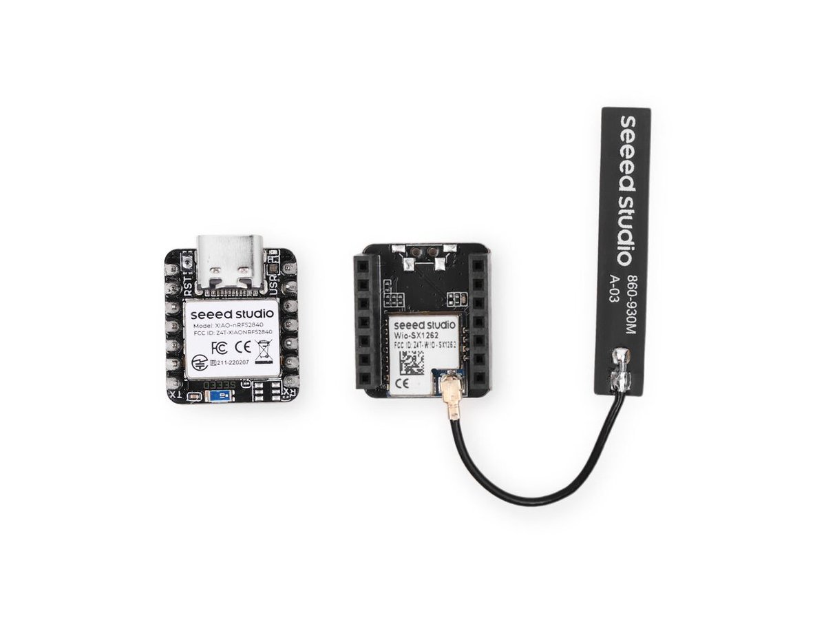 seeedstudio's tweet photo. 📡 Build your affordable off‑grid Mesh network! 📟
The XIAO nRF52840 & Wio‑SX1262 Kit packs @SemtechCorp  SX1262 long‑range LoRa radio and Nordic nRF52840 BLE5.0 controller into a tiny thumb‑sized board.
✅ Long‑range LoRa communication 862‑930 MHz, works with no cellular signal
✅ BLE5.0 for quick configuration and debugging via mobile APP
✅ Ultra‑compact & low‑power, perfect for battery‑powered field deployment
✅ Abundant I/O ports for connecting GNSS, sensors and displays
✅ Supports Arduino / MicroPython, ready for @Meshtastic firmware for fast start‑up

🪧Build your resilient mesh link for remote expeditions, field monitoring and off‑grid missions — no cell towers required.
Grab your kit and start building today!👉https://t.co/8GcaeFJ729

#SeeedStudio #Meshtastic #LoRa #IoT #Maker #DIY #OffGrid