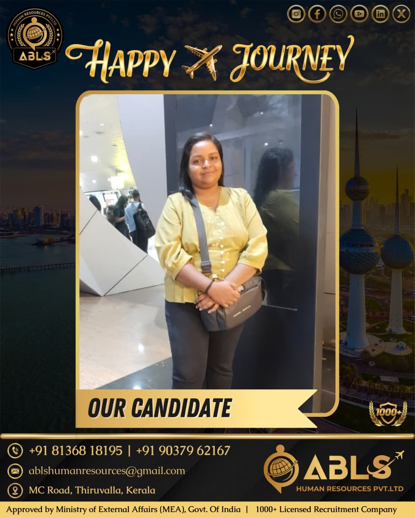 ABLS_HR's tweet photo. HAPPY JOURNEY ✈OUR CANDIDATE
 ABLS HUMAN RESOURCES PVT. LTD, 
THIRUVALLA . 
Call Us Today for a Job! 
Get a chance to work Abroad  
Contact No: 9037962170, 9037962168 
Location:  1st Floor, Kurishumoottil Buildings, Mazhuvangad, MC Road,
. For More Visit: https://t.co/MLAjXlohSz https://t.co/y6lP1jxQM5