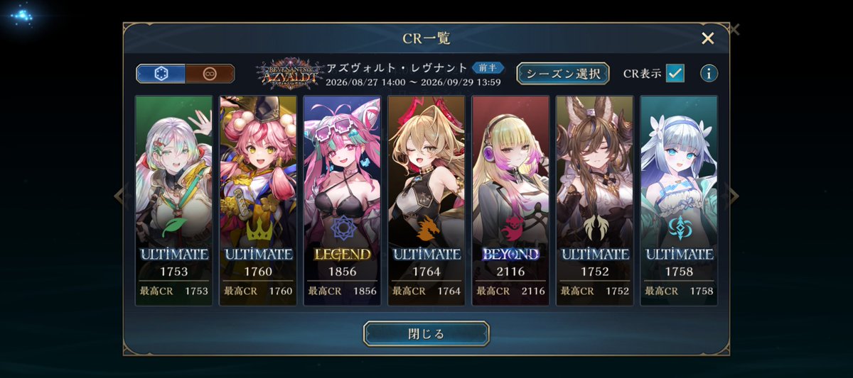 Mist_bawa's tweet photo. 今期は
・ローテーションで全クラスULTIMATE以上
・ローテ＆アンリミのナイトメアで最終BEYOND
・10万MP到達
を達成する事ができました！

特に、ローテの最終BEYONDは初なので本当に嬉しいです！😊

自分のこれまでのシャドバ歴の中で1番充実した1ヶ月間でした👍

#シャドバWB https://t.co/p3d7if2mUs