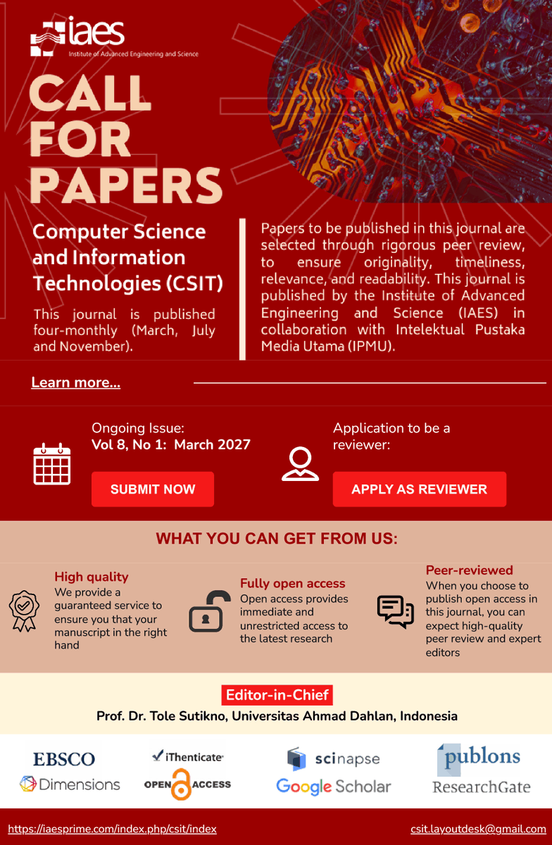 ipmu_online's tweet photo. Are you ready to share your latest research with the world? 🌍
Computer Science and Information Technologies (CSIT) invites researchers, academics, and practitioners to submit their
📄 Submit your best research
🌐https://t.co/WprI1LNukI
#callforpapers #csit #computerscien https://t.co/IYnmq7wSN4