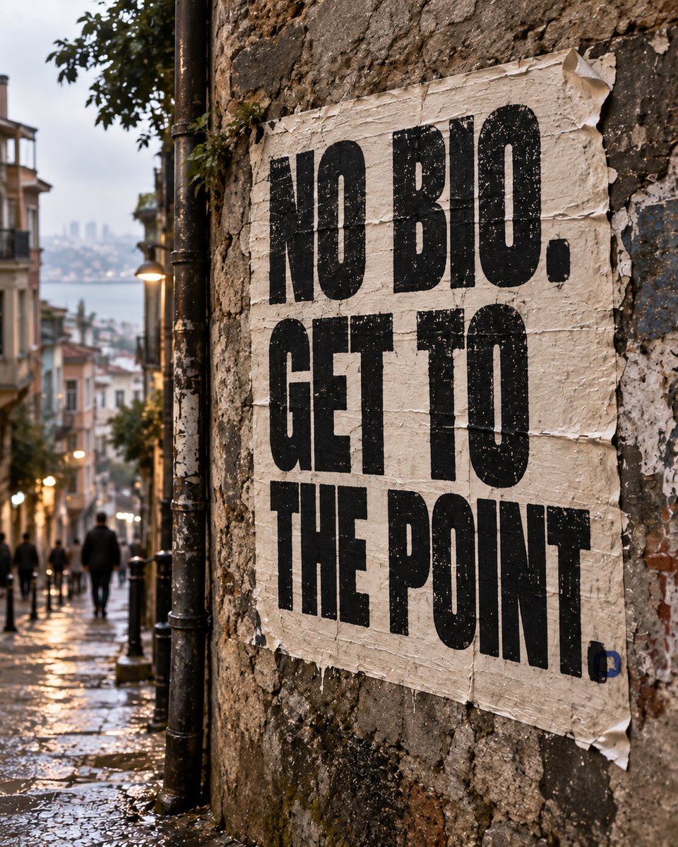 WallQapp's tweet photo. No carefully optimized identity.
No personal brand required.

Get to the point.

What’s yours — in one sentence? https://t.co/uW14m73LHO