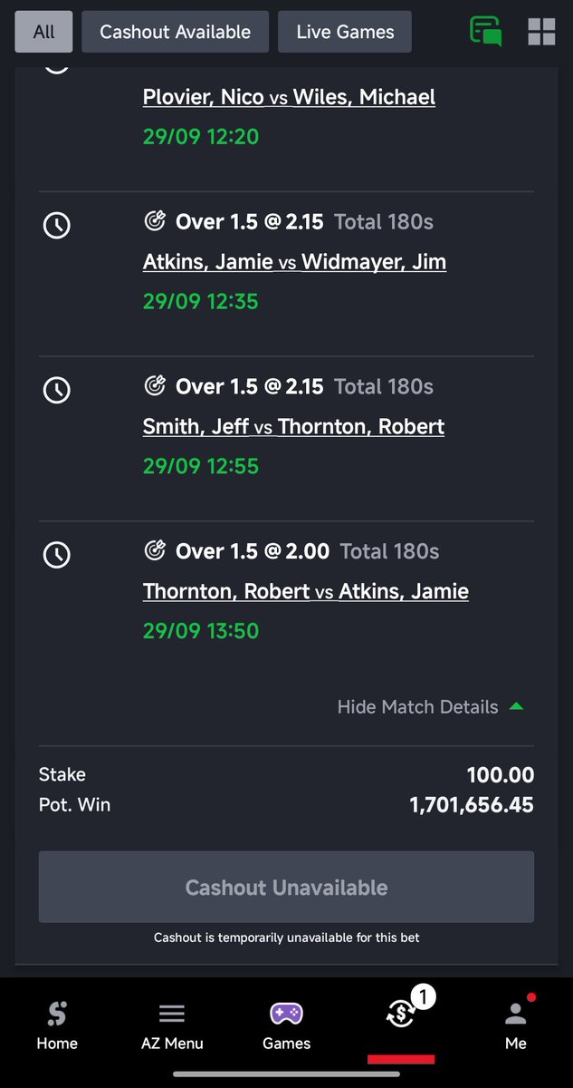 OdenwaBTC's tweet photo. Morning Darts 🎯 
Total 180s over 1.5 11/11

13k Odds 💨 ST1RSJ https://t.co/f2l6gHZDc8