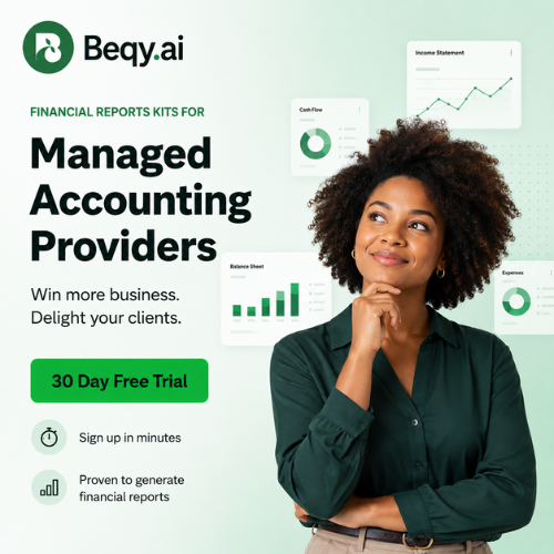 Beqyai's tweet photo. Financial report kits, built for Accounting Providers. Win more business. Delight your clients. Income statements, cash flow, balance sheets — done in minutes, not hours.

Sign up in minutes with Beqy's 30-day free trial → @Beqy.ai 

#Beqy #AccountingFirms #FinTechAfrica https://t.co/ktQWmTomVT