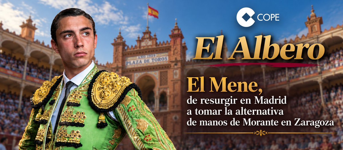 alberocope's tweet photo. 🎙️ En @COPE.es, un nuevo episodio de #ElAlbero

🐂 Hablamos con El Mene antes de sus citas en @LasVentas y @zaragoza_toros

🔥 Analizamos San Miguel @LancesMaestranz: el triunfo de Aguado, el futuro de Morante y el trato a Roca Rey

🎧 Ya disponible ⬇️
https://t.co/pWPlEZ8Wa5 https://t.co/TOA9p9To8C