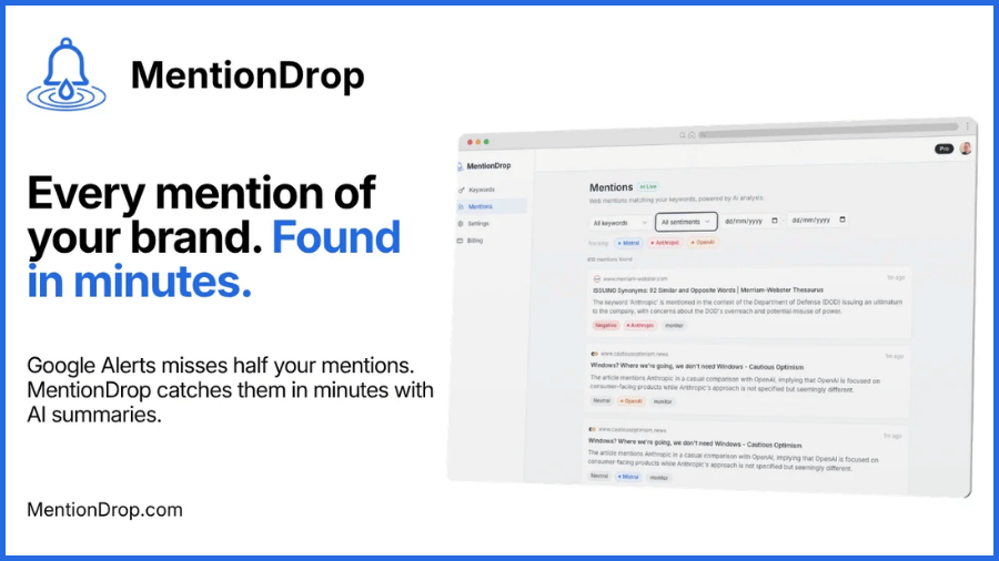 bufferapps's tweet photo. 𝐍𝐞𝐰𝐥𝐲 𝐋𝐚𝐮𝐧𝐜𝐡𝐞𝐝⬇️⬇️
MentionDrop: Every Mention of Your Brand and your competitors.

𝐄𝐱𝐩𝐫𝐞𝐬𝐬 𝐲𝐨𝐮𝐫 𝐎𝐩𝐢𝐧𝐢𝐨𝐧👉👉 https://t.co/R0DeTvjt0V

𝐉𝐨𝐢𝐧 𝐁𝐞𝐭𝐚 𝐋𝐚𝐮𝐧𝐜𝐡👉https://t.co/SAdtnhel7p

#SaaS #bufferapps #saasplatform #software @MentionDrop https://t.co/EXDiTTMubI
