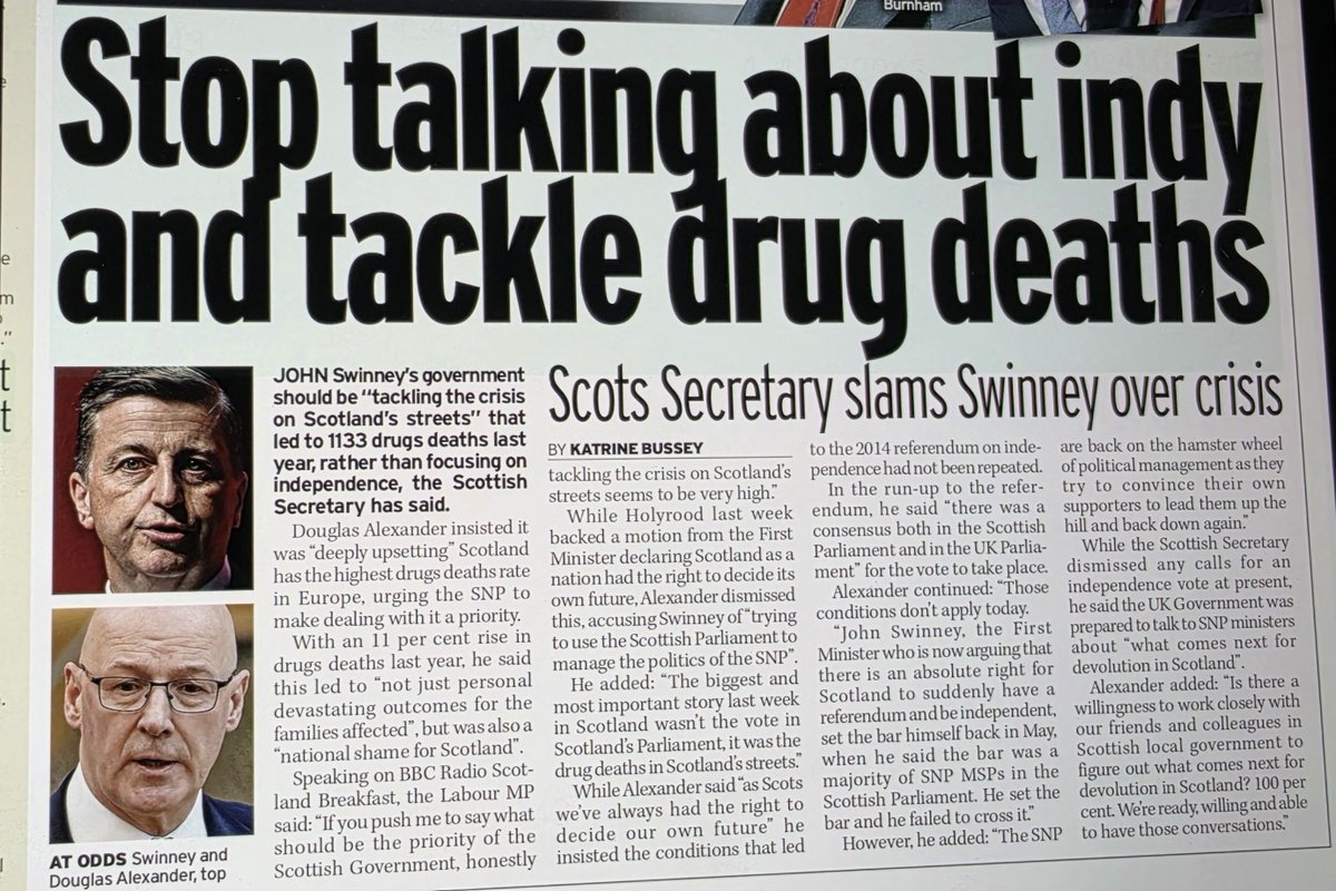 AgentP22's tweet photo. The SNP can produce a constitutional grievance before breakfast. Ask it why drug deaths rose 11% and all we get is finger pointing elsewhere. https://t.co/njngPhDTNm