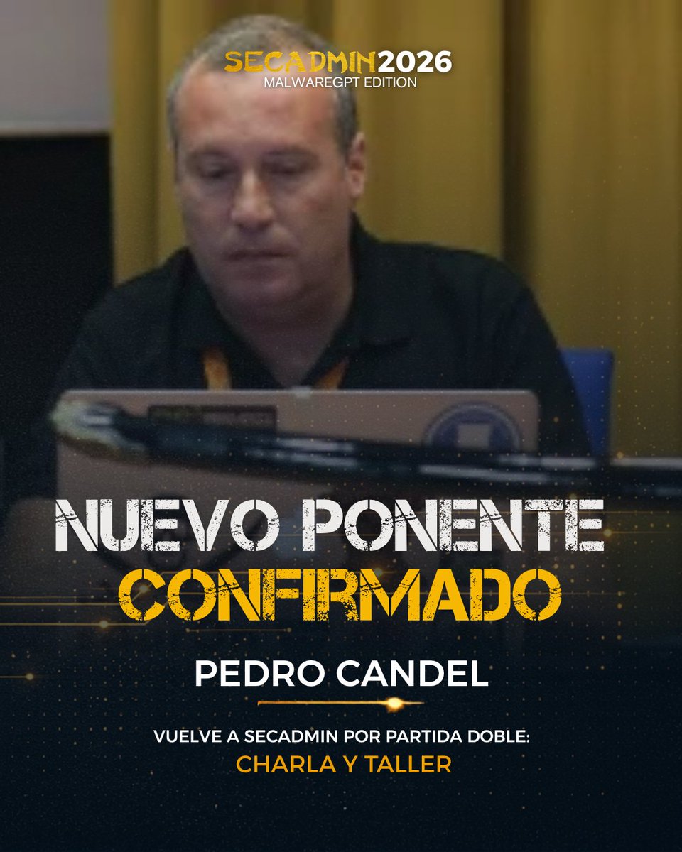 secadm1n's tweet photo. 🔴 @NN2ed_s4ur0n vuelve a #SecAdmin2026.
Más de 25 años en ciberseguridad y una larga historia con SecAdmin.

Este año llega con:

🎤 Cazadores de mitos en la DGT 3.0
Un análisis técnico de la señal V16, protocolos, APIs, hardware, firmware y vectores de ataque. https://t.co/mfs3KIFb4C