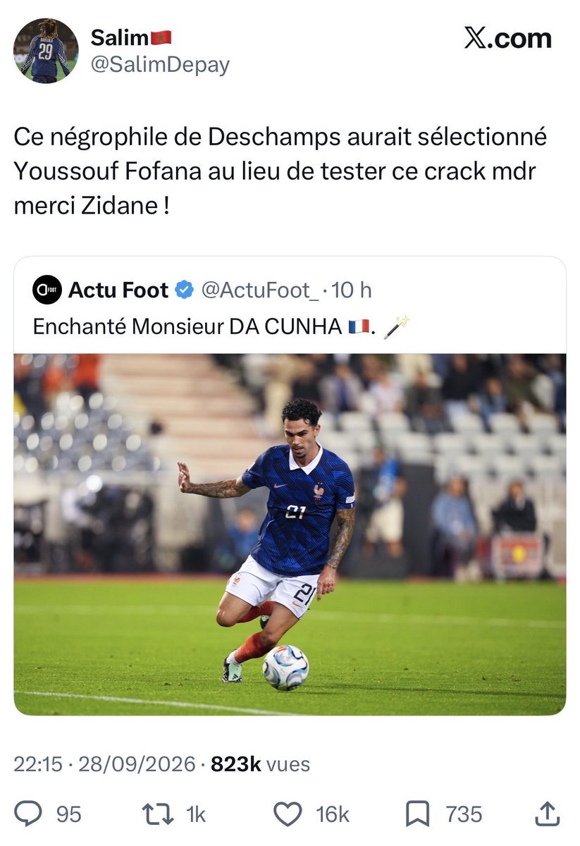 VLautard's tweet photo. Racisme décomplexé, à plus de 16 000 likes. Il existe un véritable problème de racisme anti-Noirs en Afrique du Nord, et ce racisme se perpétue aussi en France. https://t.co/ytxsqBblrt