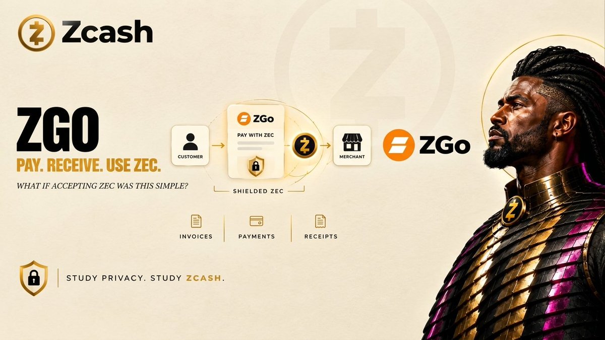 FavourAbidoye's tweet photo. gm frens 🤍

we've looked at a few different ways people are building around @Zcash.

today, let's look at another one.

𝐙𝐆𝐨.

what if accepting ZEC at a shop could be as simple as using a payment app?

that's the idea behind ZGo.

@ZGoCashApp is a Zcash payments app that helps businesses accept shielded ZEC.

it handles things like currency conversion, blockchain scanning, invoices and receipts, so the business doesn't have to build all of that from scratch.

you can use it for retail payments or send an invoice through a simple URL.

and just like we saw with CipherPay,

the funds go directly to the merchant's wallet.

no middleman holding the ZEC.

what i find interesting is how projects like this are turning the technology we've been learning about into something people can actually use.

we've talked about shielded transactions.

now we're seeing what happens when you put them into a payment experience.

𝐩𝐚𝐲.
𝐫𝐞𝐜𝐞𝐢𝐯𝐞.
𝐮𝐬𝐞 𝐙𝐄𝐂.

that's ZGo.

study privacy. study @Zcash.
