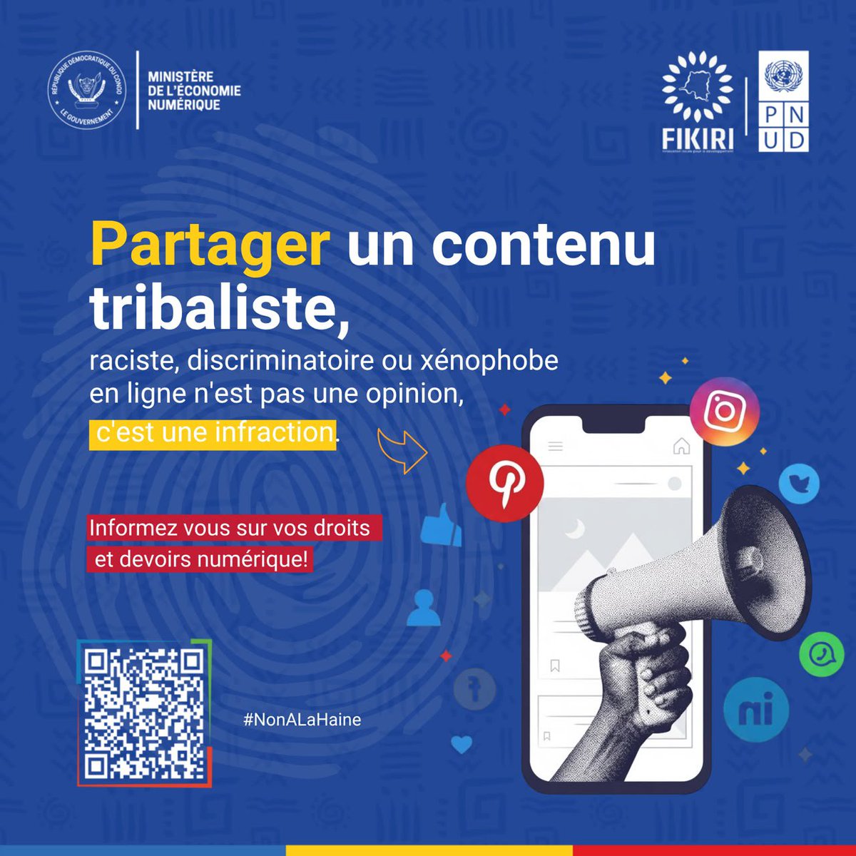 mabubunicolas's tweet photo. Partager un contenu tribaliste, raciste, discriminatoire ou xénophobe peut contribuer à diffuser la haine et à porter atteinte aux droits d’autrui. La liberté d’expression ne signifie pas que tout contenu peut être publié sans conséquences. https://t.co/TexUYiZ3TP