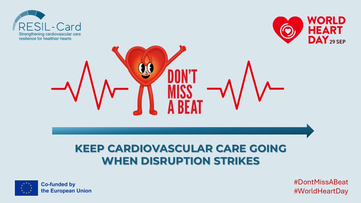 WeCareAboutHea1's tweet photo. #DontMissABeat.💓
On #WorldHeartDay, let’s think beyond prevention.🫀
What happens when a disruption threatens #CardiovascularCare?
🔎 #Preparedness matters.
Resilient care pathways help ensure patients don’t miss a beat when crises strike.
That’s the purpose of #RESILCard. 🤝 https://t.co/ckpeSgHlxs