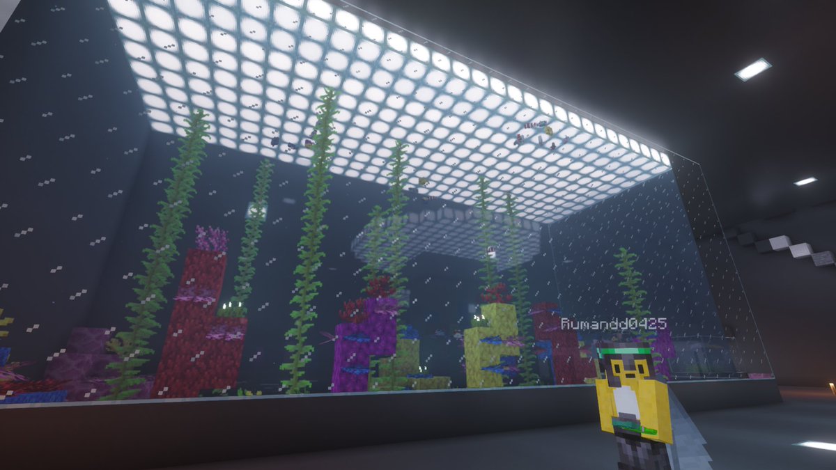 suimmypcir's tweet photo. 水族館が完成いたしました！
シェーダーで見た方がめっちゃ綺麗に見えます！みんな見にきてね！
#50人クラフトめんし 
#Minecraft https://t.co/v4sVjqtv5s
