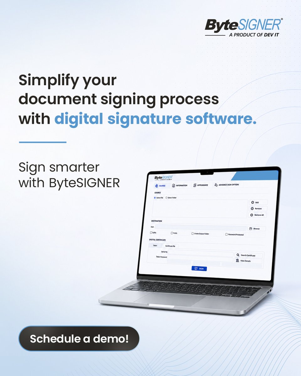 ByteSIGNER's tweet photo. Simplify PDF signing with ByteSIGNER. Digitally sign PDFs and handle bulk document signing in a digital workflow.
π Schedule a demo : https://t.co/ypStJzuIaT
#ByteSIGNER #DigitalSignatureSoftware #BestBulkpdfSigner #PDFSigning https://t.co/K2NtyrBo6L