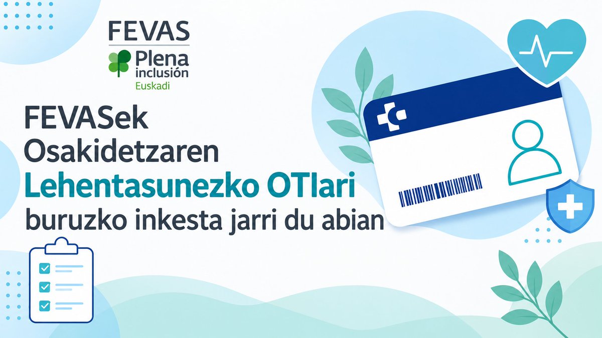 fevas's tweet photo. 🍀FEVASek Osakidetzaren Lehentasunezko OTIari buruzko inkesta bat jarri du abian, adimen- edo garapen-desgaitasuna duten pertsonen esperientzia ezagutzeko eta hobetzeko proposamenak jasotzeko.
Eskerrik asko laguntzeagatik!
✅Informazio gehiago:
 https://t.co/xchaJMKcFf https://t.co/bAeMZlpo6T