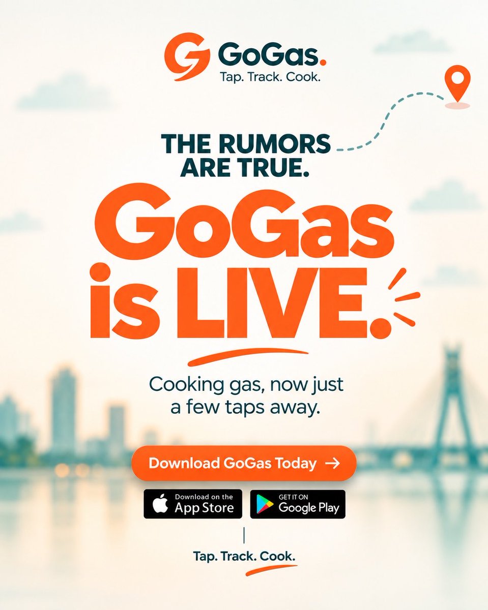 GoGasHQ's tweet photo. GoGas is LIVE! 🟠

Find cooking gas retailers near you, place your order and stay updated—all from GoGas.

Available now on the App Store &amp; Google Play Store.

Tap. Track. Cook.

#GoGas #TapTrackCook #GoGasIsLive https://t.co/X02lVHXphU