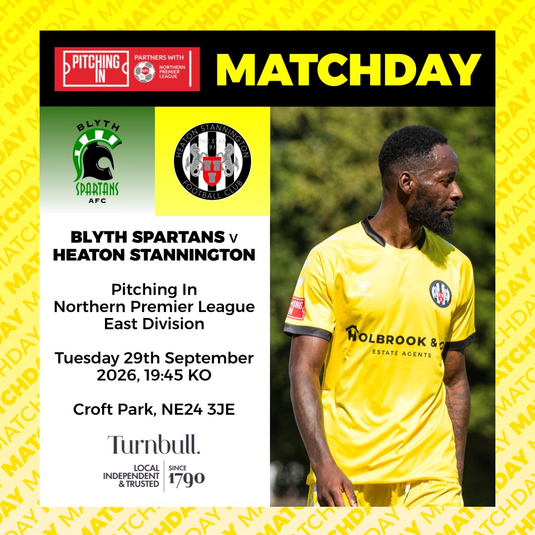 Heatonstan's tweet photo. 🟡MATCHDAY🟡

And it’s a big one! Join us at Croft Park tonight as we take on @Blyth_Spartans!

🎟️ Adults £12, Blue Light and Veteran Cards £10, concessions £8, students and under-16 £5, accompanied 10 and under free https://t.co/6mAzPk3YLV