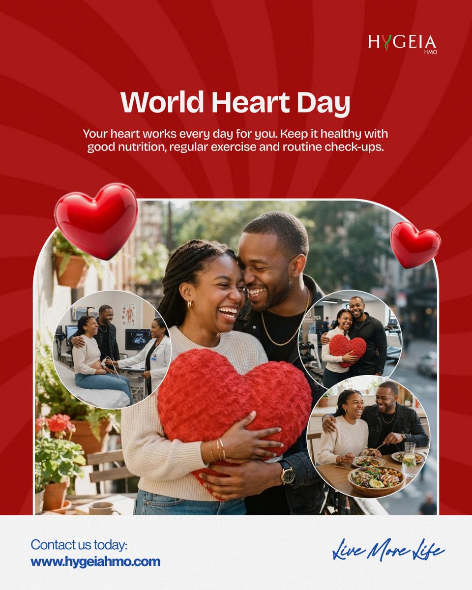 HygeiaHMO_'s tweet photo. A healthy heart is the foundation of a healthy life. Start with small habits today for a stronger tomorrow.  #WorldHeartDay #HeartHealth #HealthyLiving #PreventiveCare #HygeiaHMO https://t.co/MXbkntgiFp