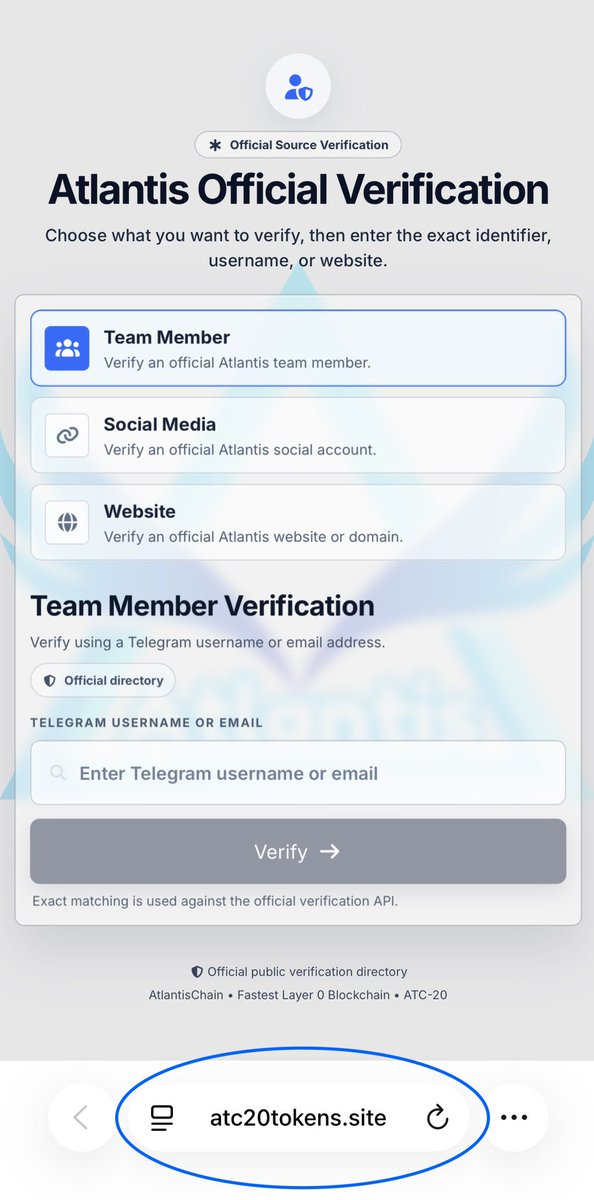 RichyATC's tweet photo. Now LIVE! 🚀✨

Verify Atlantis team members, official website and social media handle on the portal👉 https://t.co/LqL4W9Q4Nh

Security first✅

#VerifyME #Security #AtlantisVerification #AtlantisEcosystem https://t.co/r3r1241eeQ
