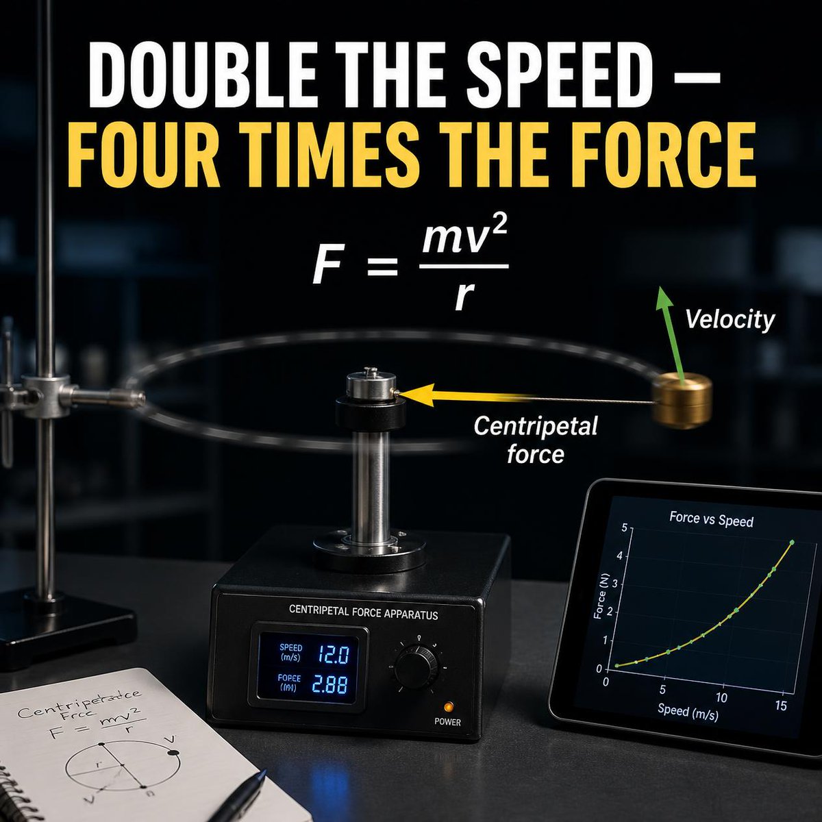 PhilipMRussell1's tweet photo. Double the speed of an object moving in a circle.

Does the required centripetal force double?

No — it QUADRUPLES.

https://t.co/CGrX9CXjDh

#Physics https://t.co/J20o8hug8S