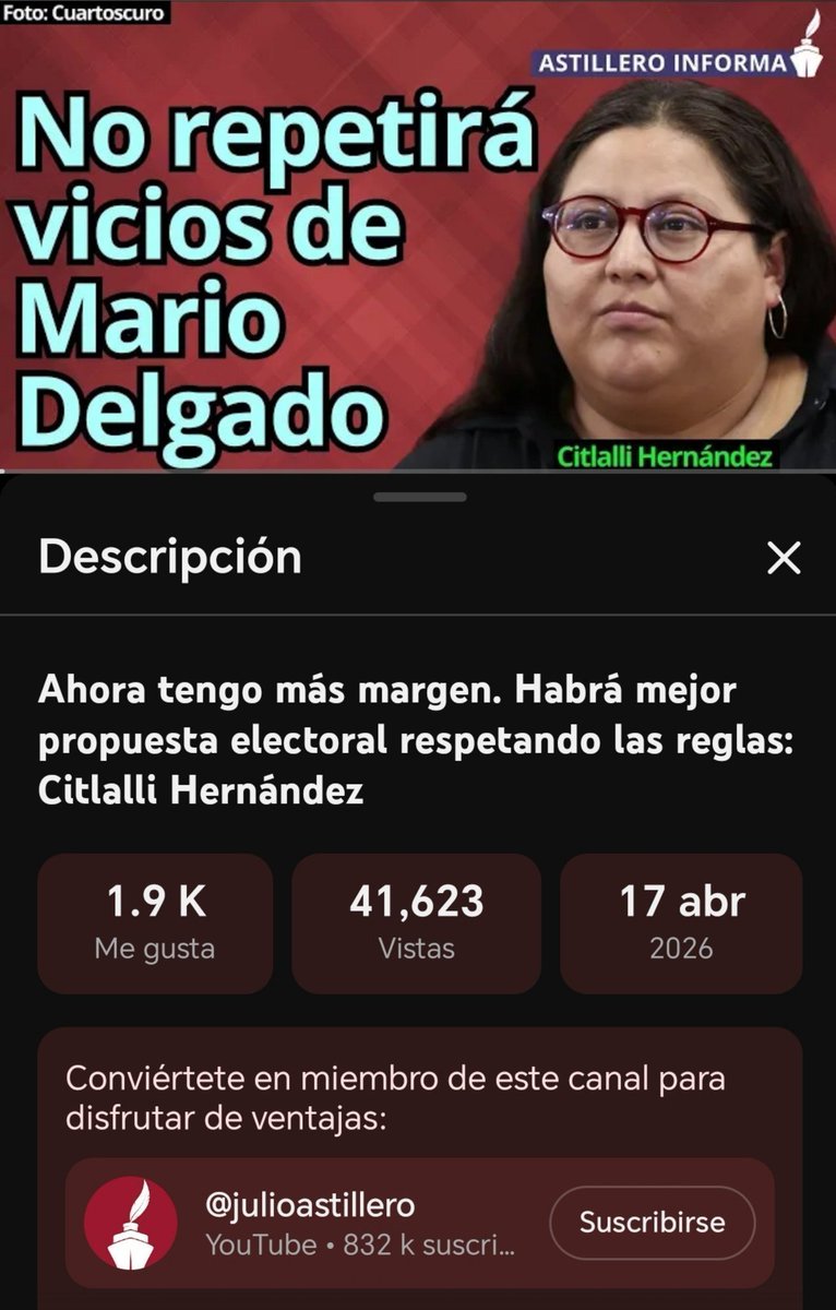 HctorDetectivMx's tweet photo. Solo el pueblo, puede salvar a MORENA 

Soy obradorista y esto que hizo Citlalli Hernández de quitar a Héctor Santana quien ganó y poner en su lugar a Jasmine Bugarín solo por paridad / cuota de género es tan Antidemócrata e irónicamente en la foto están 6 mujeres ¿Eso es igualdad? Para Citlalli, eso no solo es tan de Alito Moreno de dedazo.

Sino que la idea de paridad de género a esta altura es 100% de Citlalli Hernández y esto porque es la única que de años se autoproyecta en MORENA para imponer su visión sobre los demás como esa situación, cuando deben quedar los más aptos en MORENA, es Antidemócrata que se me quite la MISMA OPORTUNIDAD, sin importar que sean hombres o mujeres, pues eso es ser de izquierda, la misma igualdad de oportunidad y por encima de cuotas.
Insisto, esto fue movida de Citlali como en 2021, y 2024 de tener absurdamente tanto poder para nuevamente elegir a quien a ella le conviene para que mañana la apoyen

Analizo esto, y no tardará en autonombrarse coordinadora por la Alcaldía #Cuauhtemoc #CDMX pero lo hará La Presidenta de MORENA @A_MontielR para que no se vea tan obvio, y lo hará posiblemente hoy martes, aprovechando el descontento en todo lo que hizo en Nuevo León con Clara Luz, en Chihuahua quitando a la otra puntera de Andrea Chávez, con lo de Beatriz Mojica en Guerrero y demás

Y repito, por si dicen que soy agencia extranjera, quiero que MORENA arrase, y con Citlalli se pierde incluso la oportunidad valiosa que se va esfumando en 6 años para los cuadros de izquierda en esos estados 

Citlalli tiene un grave daño de imagen pública no solo con la izquierda en general (Por más que hablemos de unidad)
Ella lo sabe, y ha desplazado a la gente PRO AMLO poniendo sus bases 

Pero cuando intente competir en la Cuauhtémoc, Citlalli no solo tiene un fuerte rechazo a nivel nacional por la gente de izquierda, sino que la gente apartidista tiene una percepción de ella mala con todas las polémicas que enfrenta, y la gente anti AMLO o votante del PRIAN arrepentida y que Arturo Ávila había trabajado en años para convencer, de plano no escucharan a Citlalli y hasta votarían nuevamente por el PRIAN solo por llevarle la contraria a ella, por estrategia en todos sentidos Citlalli va a perder y el #CartelinmobiliarioPAN seguirá robando y jodiendo 3 años más y quizá ya quedé más instaurado cuando era la oportunidad perfecta para luego juzgar a la Tiktokera Alessandra Rojo de la Vega.

Parece ser que es verdad que la ambición le hizo pensar que en 2030 sería Citlalli la jefa de gobierno de la Ciudad de México pese a estar verde y por lo que puedo analizar las movidas que hace Ricardo Monreal de poner a su gente en #EDOMEX, busque para 2029 ser el Gobernador del Estado de México quitando a @horacioduarteo quien por derecho ganaría EDOMEX y es quien como ex consejero del INE no permitió que a AMLO le robara el PRIAN ni una gubernatura, alcaldía, diputación, senaduría, etc. En 2018. Pese a enfrentarse solo contra todo el INE corrupto y demás