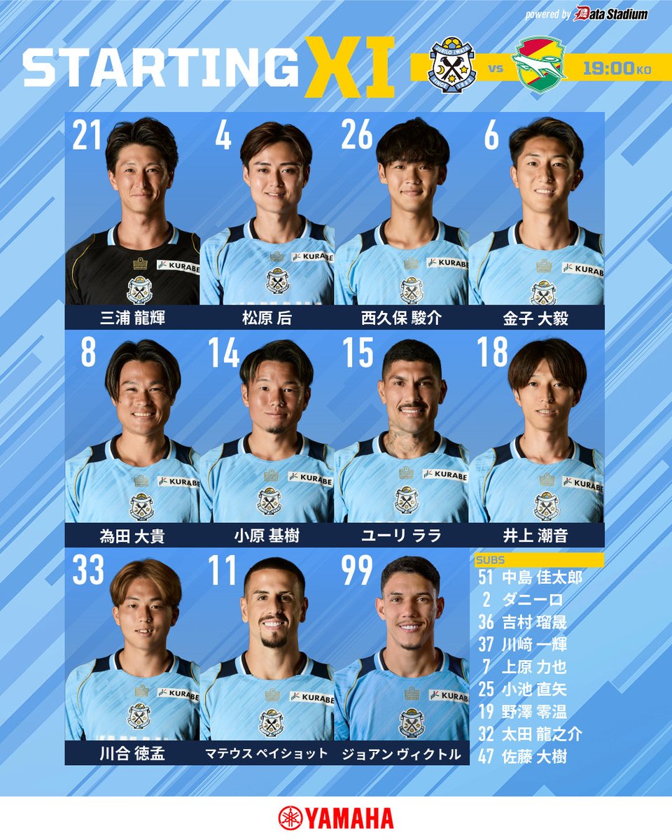 Jubiloiwata_YFC's tweet photo. 𝗧𝗵𝗲 𝗦𝘁𝗮𝗿𝘁𝗶𝗻𝗴 𝗫𝗜

Jリーグ ヤマザキビスケット ルヴァンカップ 1stR｜2回戦
🆚 ジェフユナイテッド千葉
📆 9/29(火)19:00
📍 ヤマハスタジアム

#磐田千葉
#ジュビロ磐田 https://t.co/8JnzgWH11Z