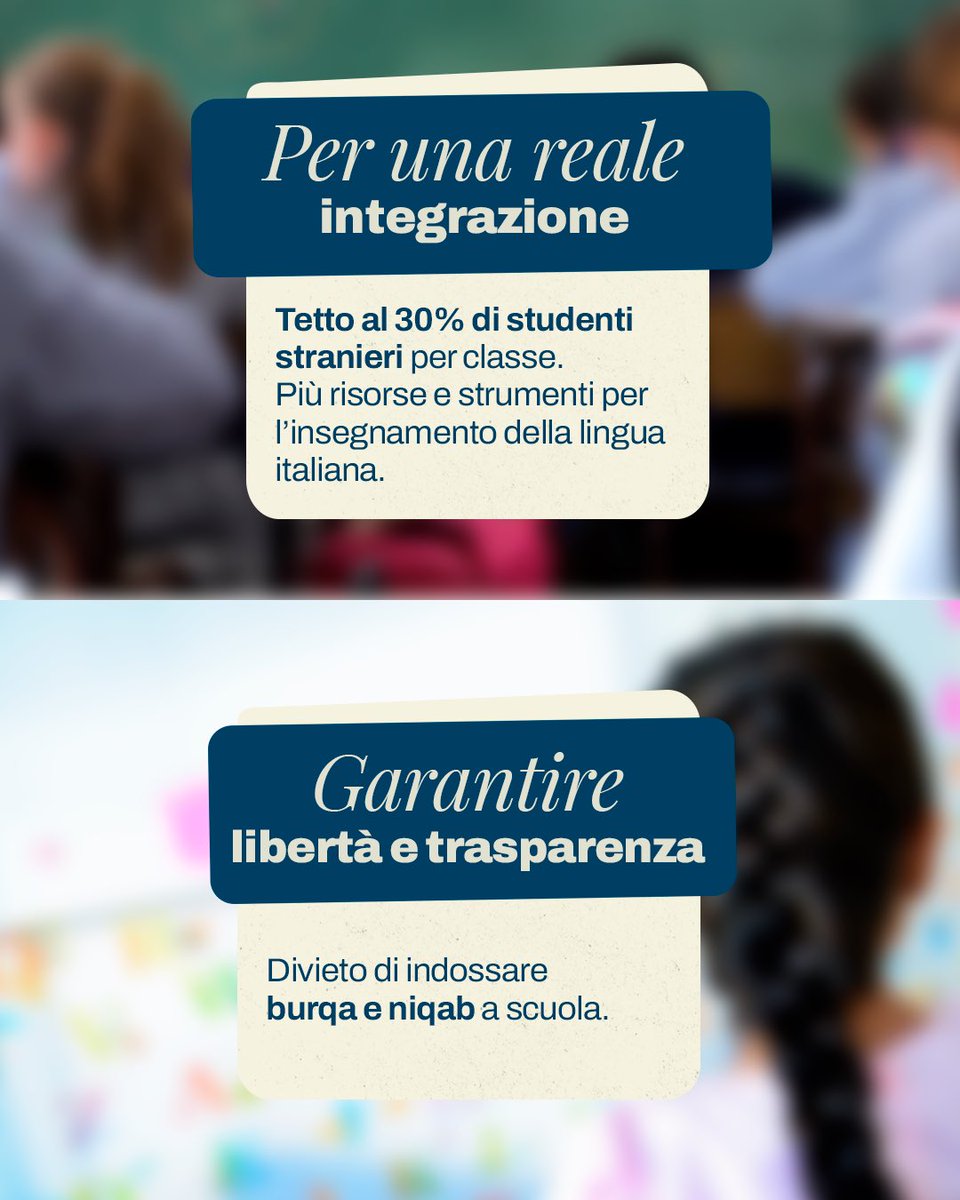 GiorgiaMeloni's tweet photo. Con il nuovo Decreto Scuola non ci occupiamo solo di integrazione e sicurezza. Ci sono diverse misure che riguardano concretamente il diritto allo studio e la vita degli studenti e dei loro genitori.

21 milioni di euro per la gratuità totale o parziale dei libri di testo. 20 milioni di euro annui per contributi diretti alle famiglie, con ISEE fino a 40.000€. Prevediamo una programmazione più puntuale delle ore di sostegno per gli alunni con disabilità e maggiore continuità nel passaggio da un ciclo scolastico all’altro. Investiamo sul contrasto al cyberbullismo e rafforziamo i percorsi di educazione al rispetto.

Riconosciamo pari dignità e valore a tutte le competenze, con gli istituti tecnici e professionali che assumono la denominazione di licei, e con più risorse per i campus della filiera. Proseguiamo anche gli interventi di edilizia scolastica, per scuole più sicure e moderne.

Sono misure diverse tra loro, ma che hanno un obiettivo comune: dare ai nostri ragazzi una scuola che sappia offrire più strumenti, più opportunità e una formazione adeguata al mondo che li aspetta. Perché la scuola è il luogo in cui costruiamo il futuro dei nostri figli e dell’Italia.