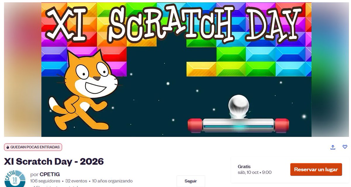 cpetig's tweet photo. 🖐Aínda podes inscribirte na xornada de clausura  do programa Scratch Day que terá lugar o día 10 de outubro na @CidadedaCultura 
No enlace https://t.co/PvU3ryUY5v
👉Asemade, este venres, día 2, estaremos en @CemitLeiro  de 16:00 a 20:00 h para a rapazada entre 7 e 15. https://t.co/DqZXwYjf5K