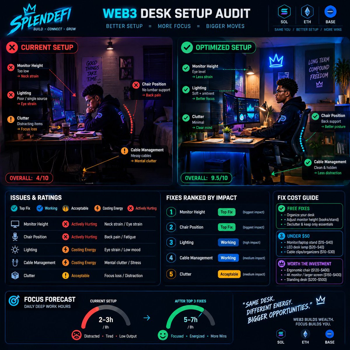 Splendidr's tweet photo. Gm CT
In Web3, your setup matters more than you think.
Research, charts, community, building, and trading demand serious focus. A clean, optimized workspace reduces distractions, improves comfort, and helps you stay consistent.
Better setup → sharper focus → better execution. https://t.co/DOGawHoVXY