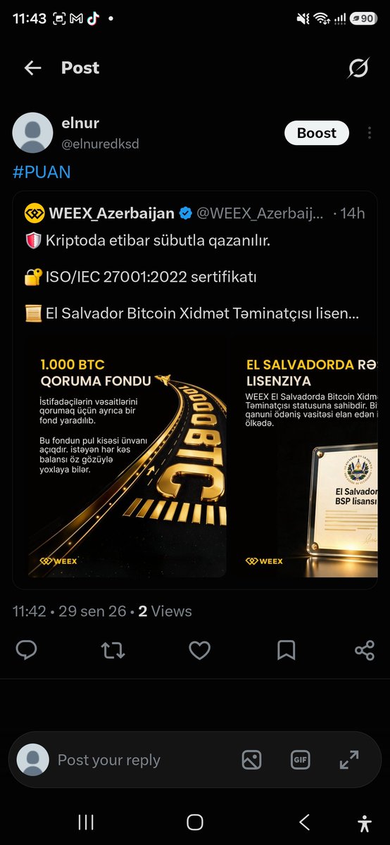 elnuredksd's tweet photo. @WEEX_Azerbaijan #PUAN https://t.co/7RWRbR6sfx