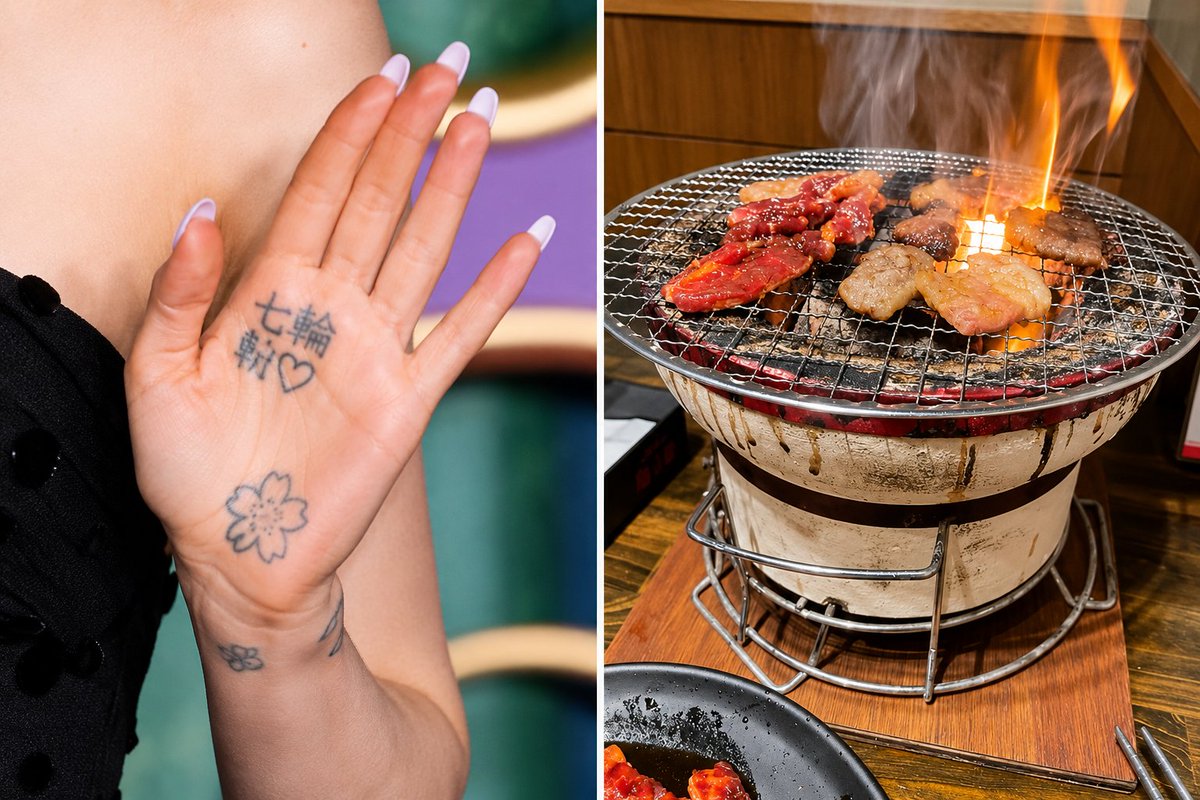 tanpukunokami's tweet photo. Ariana Grande has a Japanese tattoo that says 「七輪」.

Here’s the funny part:

七 means “seven.”
輪 means “ring” or “circle.”
But put them together as 七輪, and it’s read “shichirin” and means a traditional Japanese charcoal grill. 

So it doesn’t mean “7 Rings” in Japanese.

It literally refers to THIS. 

A small charcoal grill used for cooking meat, fish, and yakiniku.

So Ariana Grande was trying to reference “7 Rings”…

and accidentally ended up with “Japanese BBQ grill” tattooed on her hand. 

If you’ve never seen one, just search “shichirin.”