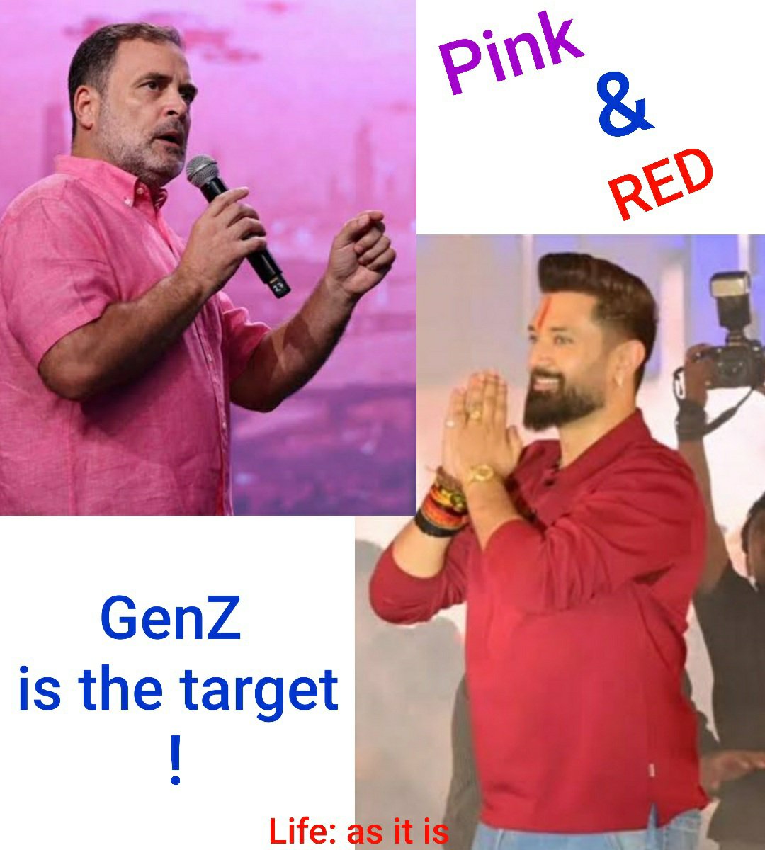 richa_vriksh's tweet photo. Politicians no more in the traditional white kurta pyjama... the bright colours for a bright generation #genz .. way to go @RahulGandhi @iChiragPaswan .. 🤘😎
#genzvibes #uttarpradesh #elections #genzstyle #prayagraj
#congress              https://t.co/YCWgHFTeLJ https://t.co/QEceCsGbFH