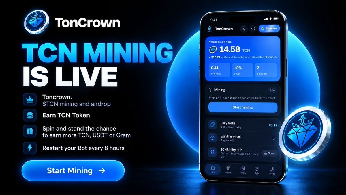 Toncrown_Defii's tweet photo. If you’re yet to start, hop in now 

Start mining $TCN, complete your daily tasks, spin for more rewards, and restart your bot every 8 hours.

Don’t just watch, start earning with TonCrown.

https://t.co/tZ6g27fmQs https://t.co/W1aFs6IaPS