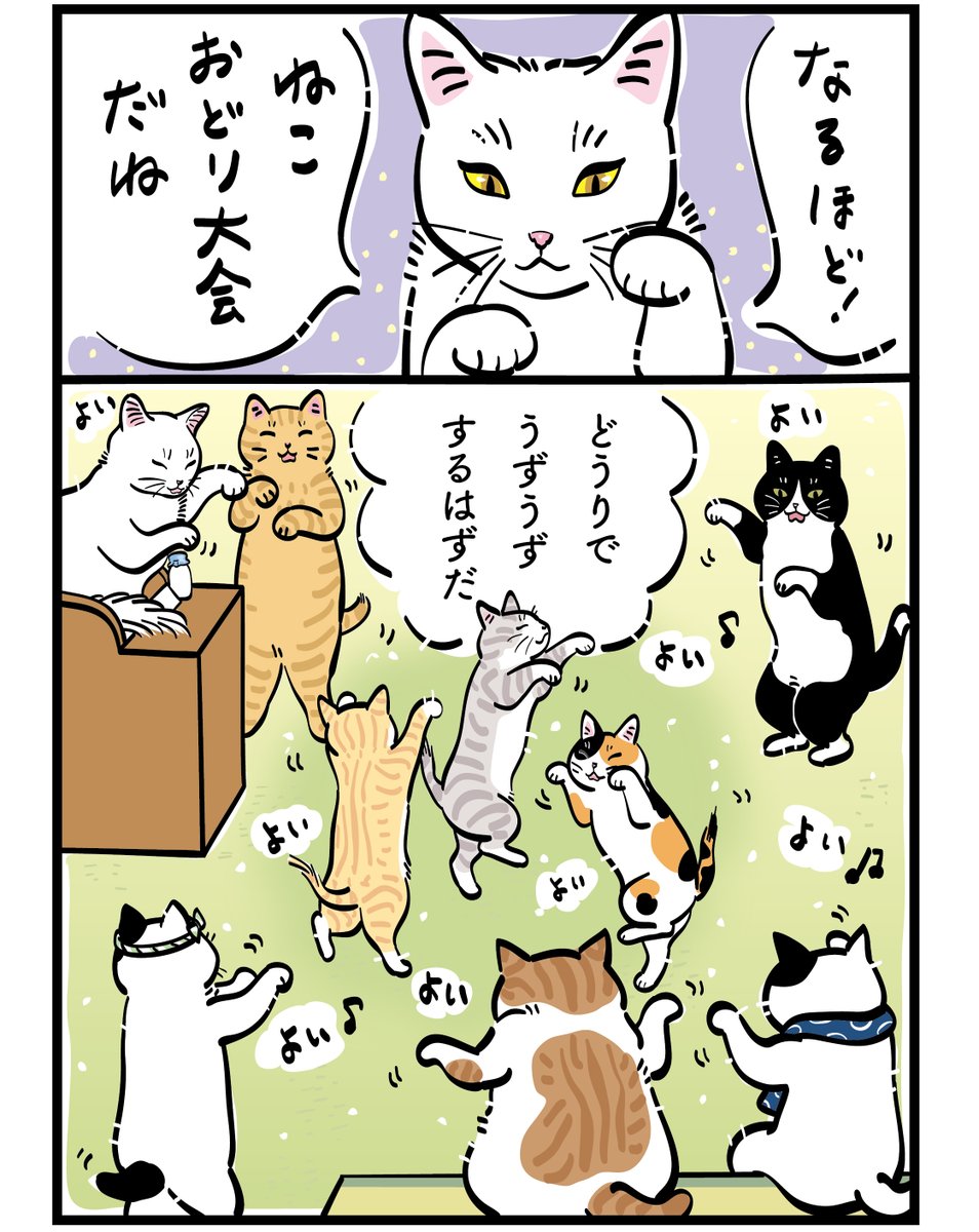 mojugiso's tweet photo. 招き猫？
 
猫踊りならぬ盆踊りなんですけど
招き猫がいっぱいいるみたいなのでどうぞ〜🐾
 
#ねこゆ #猫湯 #招き猫の日 #元祖ふとねこ堂 https://t.co/YmtQTaG8h5