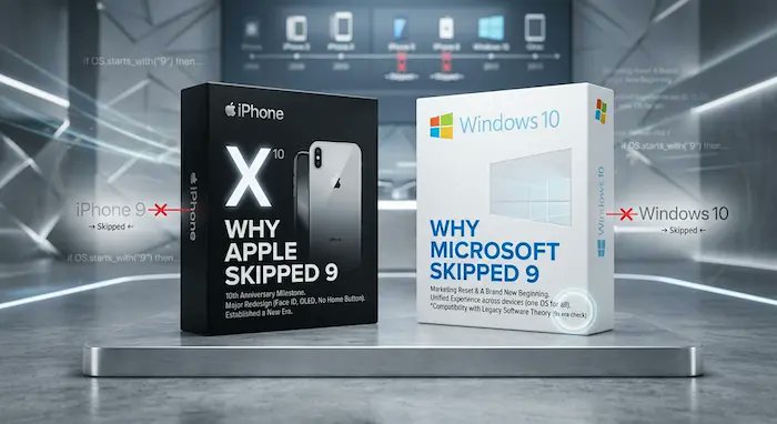 techdrivers1's tweet photo. Apple skipped the iPhone 9.

Microsoft skipped Windows 9.

Coincidence? 👀

Apple went 8 → X to mark the iPhone’s 10th anniversary.

Microsoft went 8.1 → 10, with a long-running theory involving Windows 95/98 compatibility.

Two missing numbers. Very different stories.

https://t.co/nwyYIUAeMG