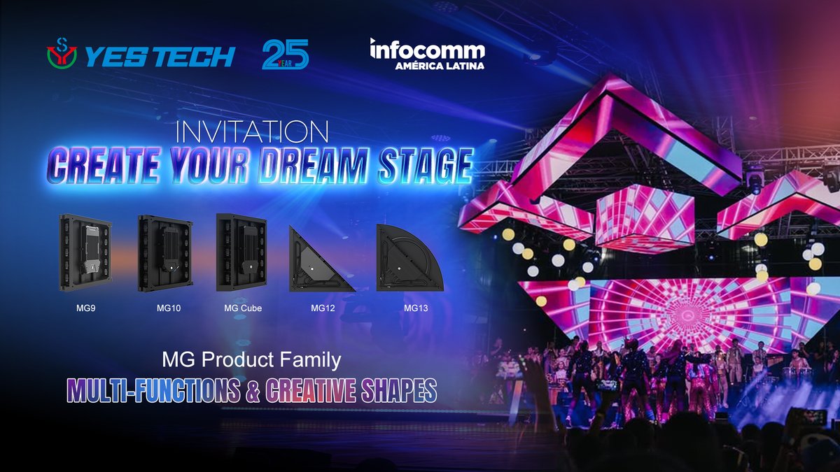YESTECH_LED's tweet photo. MULTI-FUNCTIONS &amp; CREATIVE SHAPES
From stage floor to curves, creative shapes and different stage setups, MG gives rental professionals the flexibility to build more with one versatile solution.
📍Booth M520
📅 Oct. 21-23, 2026
📌 World Trade Center, Mexico City https://t.co/M9v4VByUz9