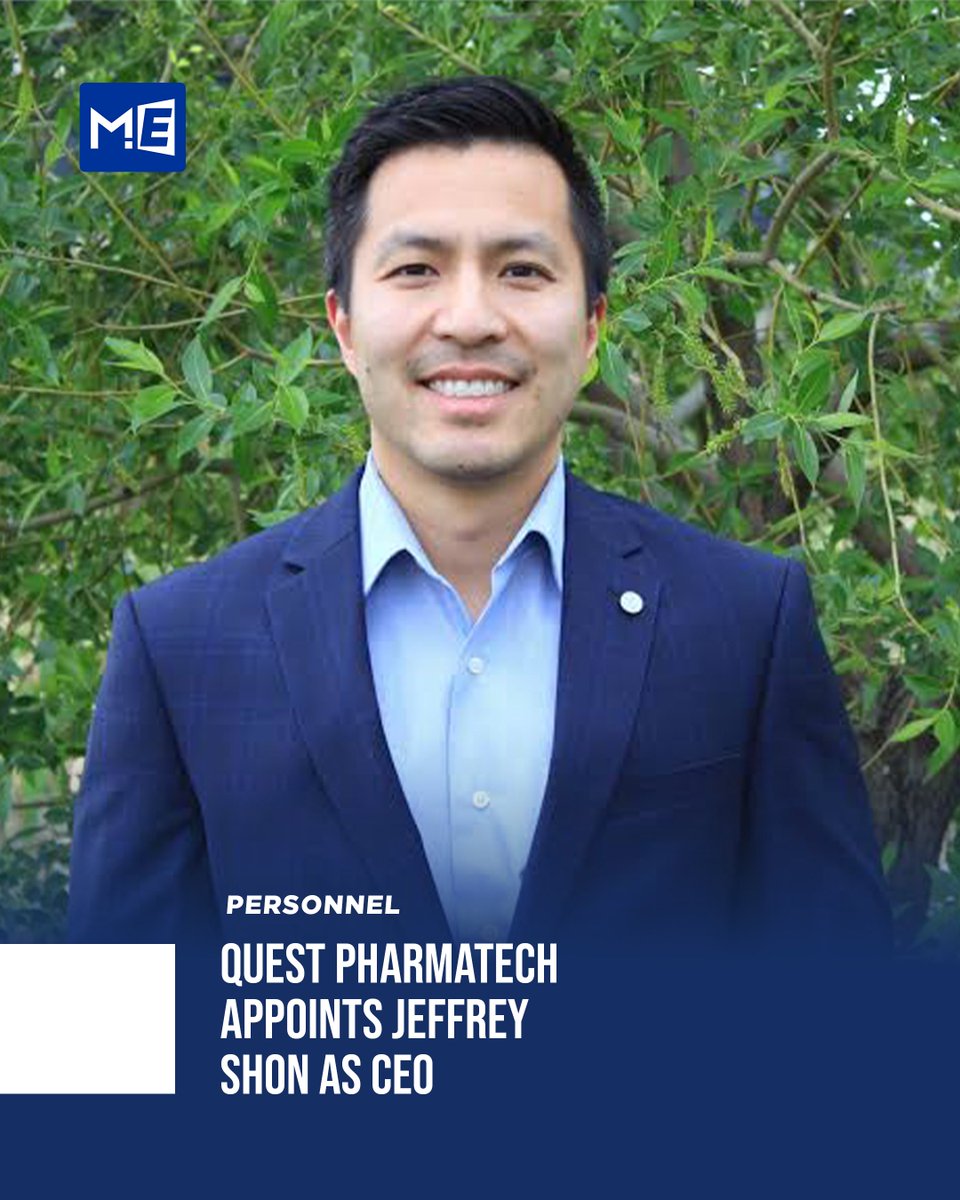 MedEdgeMEA's tweet photo. Quest PharmaTech has appointed Jeffrey Shon as CEO, effective November 23, succeeding Dr. Madi Madiyalakan.
#QuestPharmaTech #Pharma #MedEdgeMEA https://t.co/FGV24pOhK0