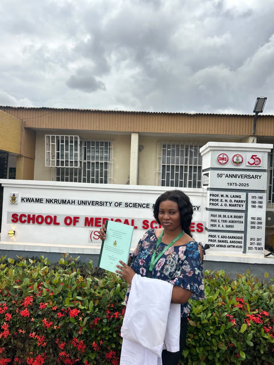Ksmd2026's tweet photo. THERE SHE IS :THE WOMAN KING! 👑🔥

Introducing Dr. (Med) Nyame Victoria 🩺👩🏾‍⚕️

The first-ever female doctor produced by Adventist Senior High School, Bantama! 🎓✨

A true trailblazer, breaking barriers and making history for her school. 💪🏾❤️

History has been made. The legacy 🔥 https://t.co/TNwxHjaGQI